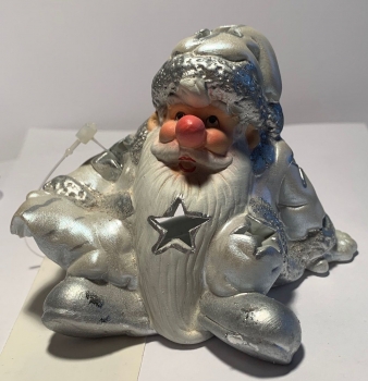 Windlicht Weihnachtsmann silber